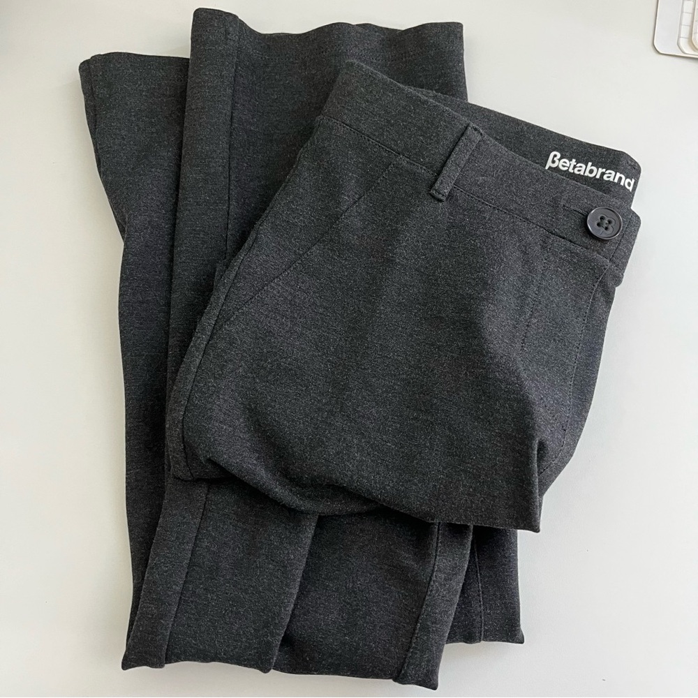 Betabrand Straight Leg Classic Dress Pant Womens Charcoal Small Petite Workwear